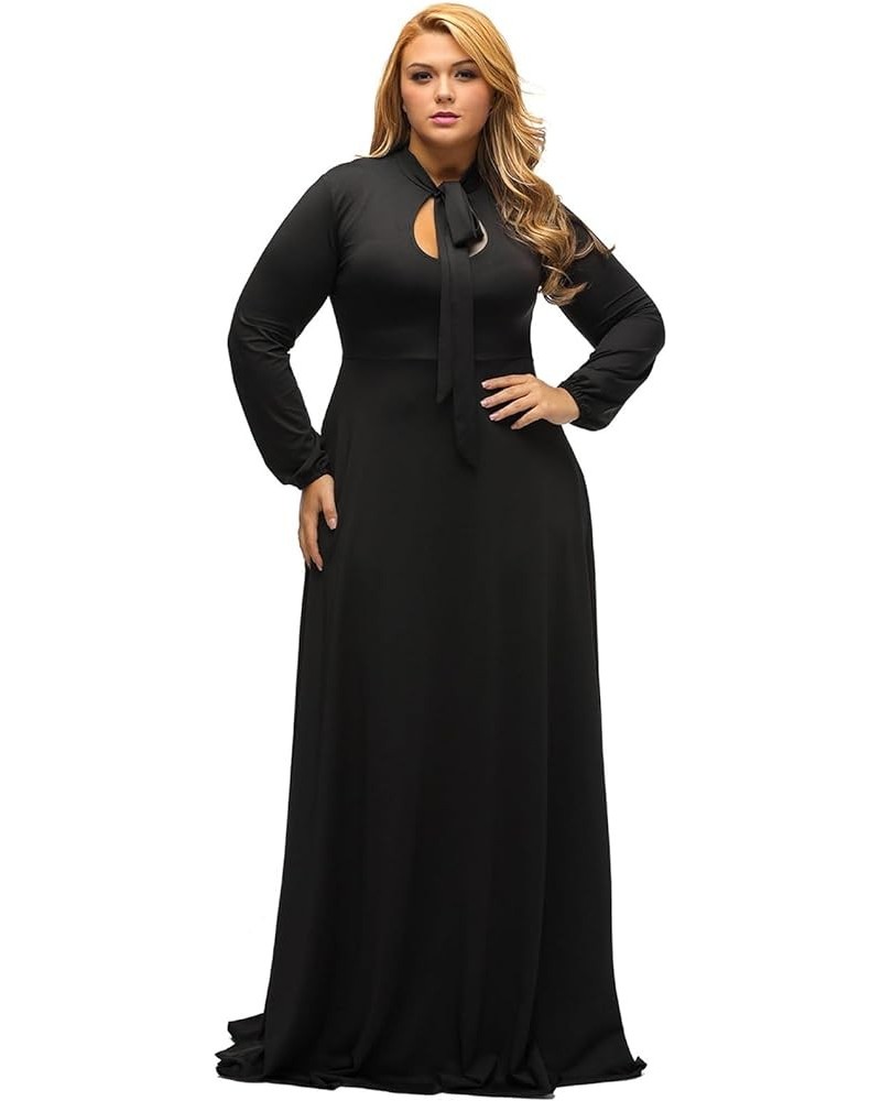 Women's Vintage Long Sleeve Plus Size Evening Party Maxi Dress Gown Black $29.57 Dresses