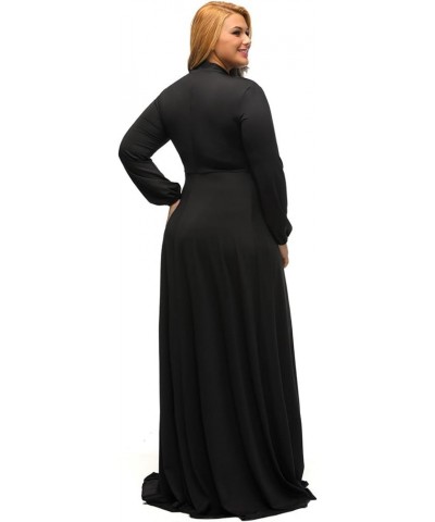 Women's Vintage Long Sleeve Plus Size Evening Party Maxi Dress Gown Black $29.57 Dresses