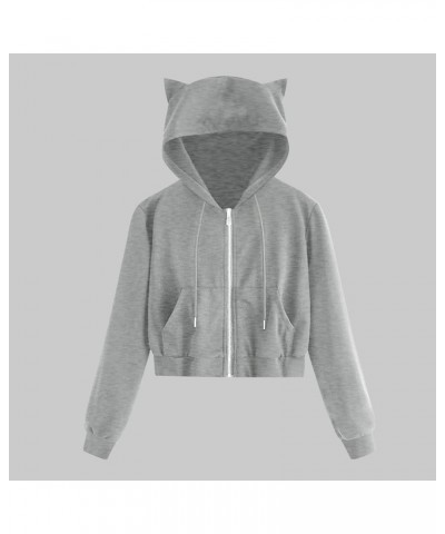 Solid Color Cat Ear Hoodies for Women with Hood Cute Animal Sweatshirt Hoodie Casual Cat Hoodie Sweatshirt Womens Grey-c $15....