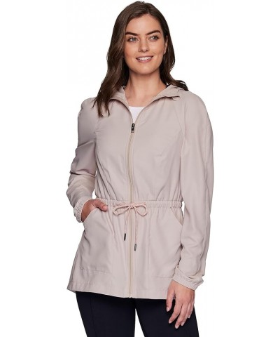 Women's Rain Coat Soft Shell Hooded Trench Coat Jacket With Pockets Drawstring Sand $15.49 Coats