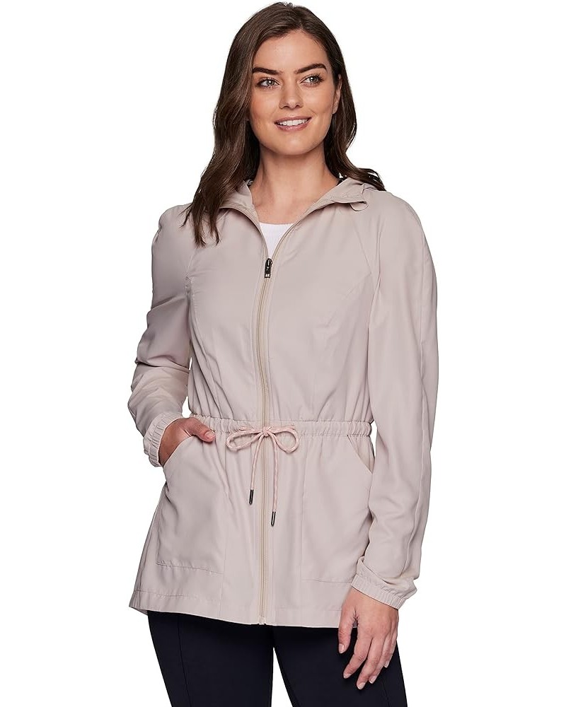 Women's Rain Coat Soft Shell Hooded Trench Coat Jacket With Pockets Drawstring Sand $15.49 Coats