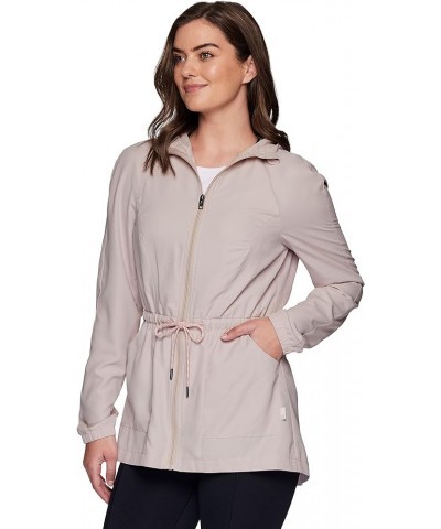 Women's Rain Coat Soft Shell Hooded Trench Coat Jacket With Pockets Drawstring Sand $15.49 Coats