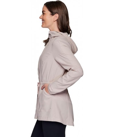 Women's Rain Coat Soft Shell Hooded Trench Coat Jacket With Pockets Drawstring Sand $15.49 Coats