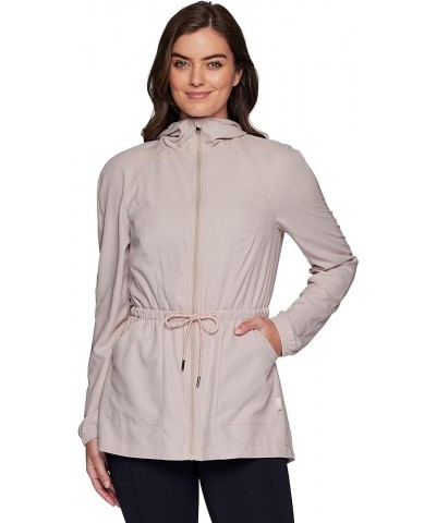 Women's Rain Coat Soft Shell Hooded Trench Coat Jacket With Pockets Drawstring Sand $15.49 Coats