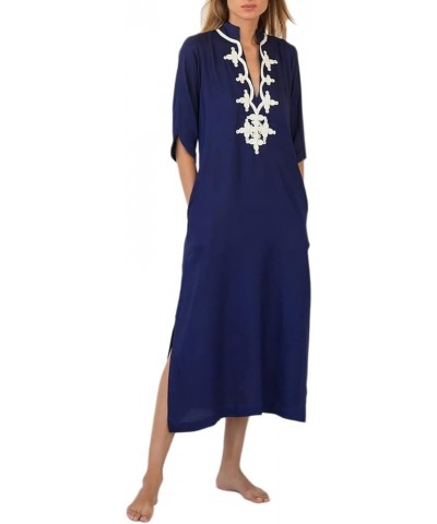 Kaftan Dresses for Women Bathing Suit Cover Ups Plus Size Caftan Beachwear G-navy $15.84 Swimsuits