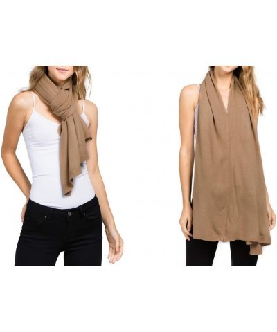 Scarfand's Versatile V-Neck Boat Neck Knitted Poncho Sweater Solid Colors Camel $14.99 Sweaters