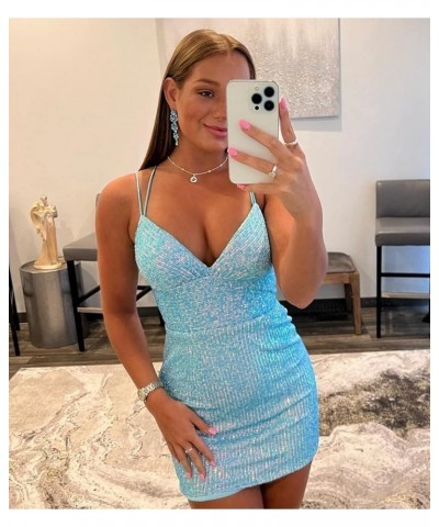 Sparkly Sequin Homecoming Dresses Short Prom Dresses V Neck Mini Cocktail Party Dress A-emerald Green $32.20 Dresses