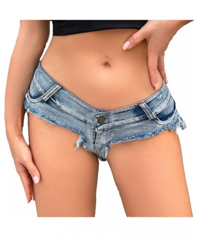 Women's Denim Shorts Ripped Stretch Jeans 9022-light Blue $8.99 Shorts