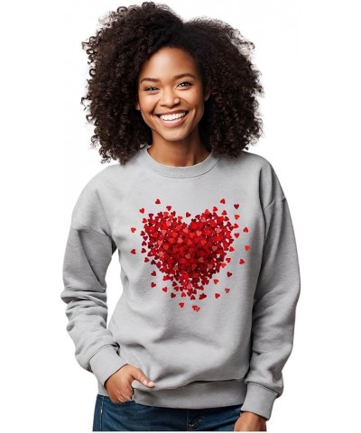 Womens Valentine's Day Sweatshirt Love Heart Valentines Long Sleeve Athletic Heather $17.00 Hoodies & Sweatshirts