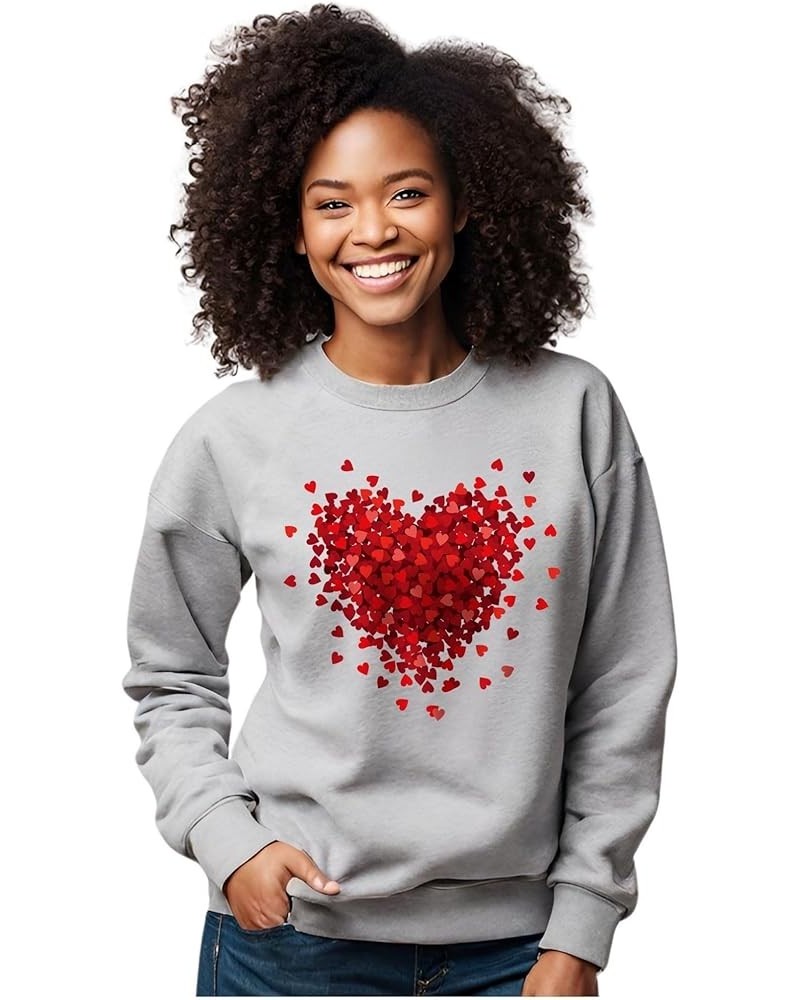 Womens Valentine's Day Sweatshirt Love Heart Valentines Long Sleeve Athletic Heather $17.00 Hoodies & Sweatshirts