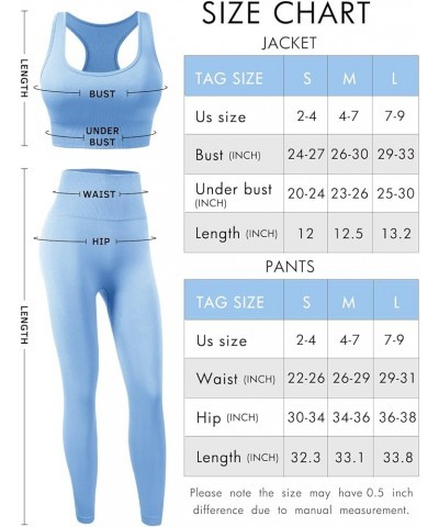 Workout Sets for Women 2 Piece High Waisted Seamless Leggings with Padded Stretchy Sports Bra Sets Gym Clothes Blue $18.69 Ac...