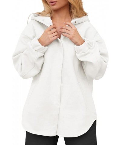 Women's Button Down Hoodies Oversized Sweatshirts Long Sleeve Casual Hooded Jackets With Pockets White $11.43 Hoodies & Sweat...