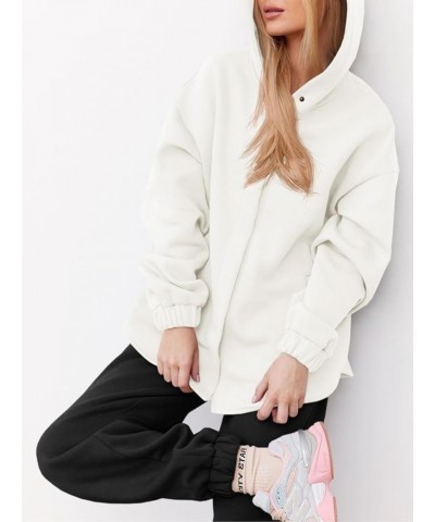 Women's Button Down Hoodies Oversized Sweatshirts Long Sleeve Casual Hooded Jackets With Pockets White $11.43 Hoodies & Sweat...