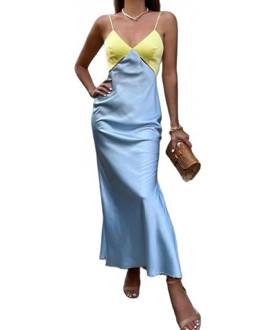 Women Sleeveless Hollow Out Long Summer Dress Casual Backless Bodycon Y2k Dress Night Party Dress Streetwear Light Blue Yello...