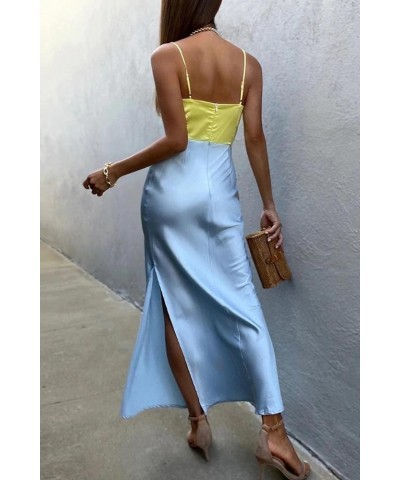 Women Sleeveless Hollow Out Long Summer Dress Casual Backless Bodycon Y2k Dress Night Party Dress Streetwear Light Blue Yello...