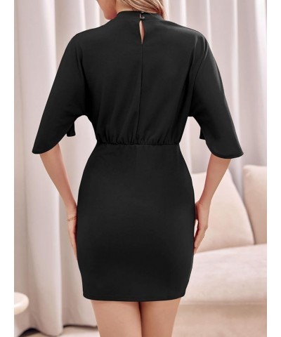 Women's Mock Neck Work Dress Batwing Sleeve Bodycon Sheath Dress Classic Vintage Cocktail Party Pencil Dresses Black $18.45 D...