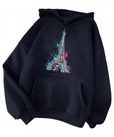 Graphic Hoodies Women Long Sleeve Casual Sweatshirts Loose Fit Hooded Neck Drawstring Teen Girls Fall Clothes 1 Black $7.79 H...