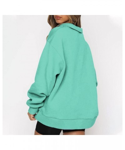 Oversized Zip Up Sweatshirts For Women 2023 Fall Fashion Outfits Casual Quarter Zip Long Sleeve Pullover Hoodies G015-mint Gr...