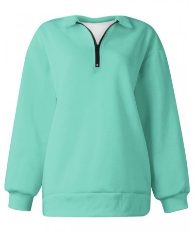 Oversized Zip Up Sweatshirts For Women 2023 Fall Fashion Outfits Casual Quarter Zip Long Sleeve Pullover Hoodies G015-mint Gr...