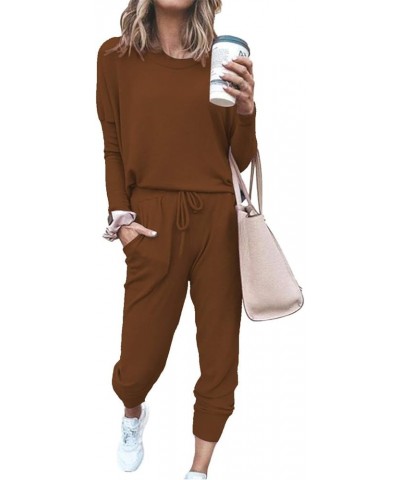 Lounge Sets for Women Sweatsuits Sets Two Piece Outfit Long Sleeve Pant Workout Athletic Tracksuits Set-coffee $21.14 Activewear