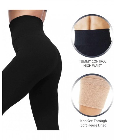 Fleece Lined Leggings Women Thick High Waisted Leggings Winter Warm Tights Brown $11.79 Leggings