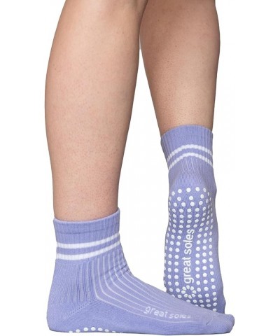 Grippy Crew Sock - Non Skid Sticky Grip Socks for Yoga, Pilates, Barre, Working Out, and Everyday Lilac/White $9.24 Activewear