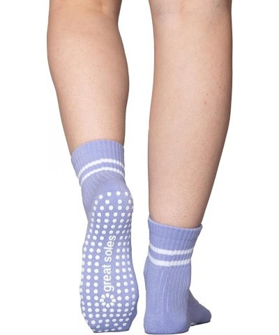 Grippy Crew Sock - Non Skid Sticky Grip Socks for Yoga, Pilates, Barre, Working Out, and Everyday Lilac/White $9.24 Activewear