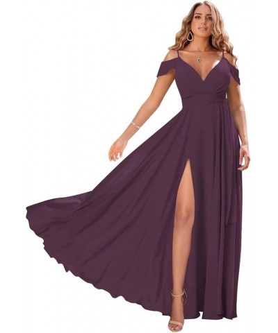 Off Shoulder Bridesmaid Dresses 2024 New Chiffon Pleated Wedding Guest Dresses Formal Evening Dress for Women,R49 Plum $28.30...