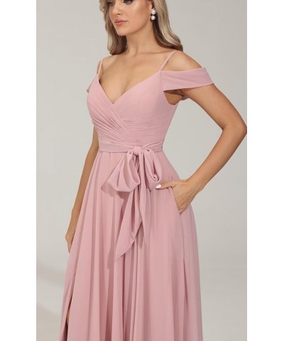 Off Shoulder Bridesmaid Dresses 2024 New Chiffon Pleated Wedding Guest Dresses Formal Evening Dress for Women,R49 Plum $28.30...