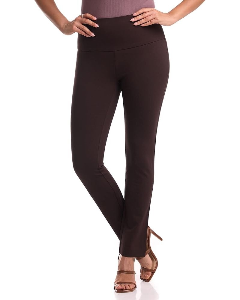 Women's Secret Figure Pull On Knit Slim Straight Leg Pant with Wide Waist Brown $22.55 Skirts