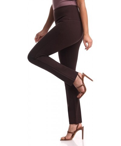 Women's Secret Figure Pull On Knit Slim Straight Leg Pant with Wide Waist Brown $22.55 Skirts