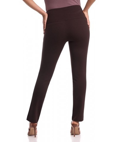 Women's Secret Figure Pull On Knit Slim Straight Leg Pant with Wide Waist Brown $22.55 Skirts