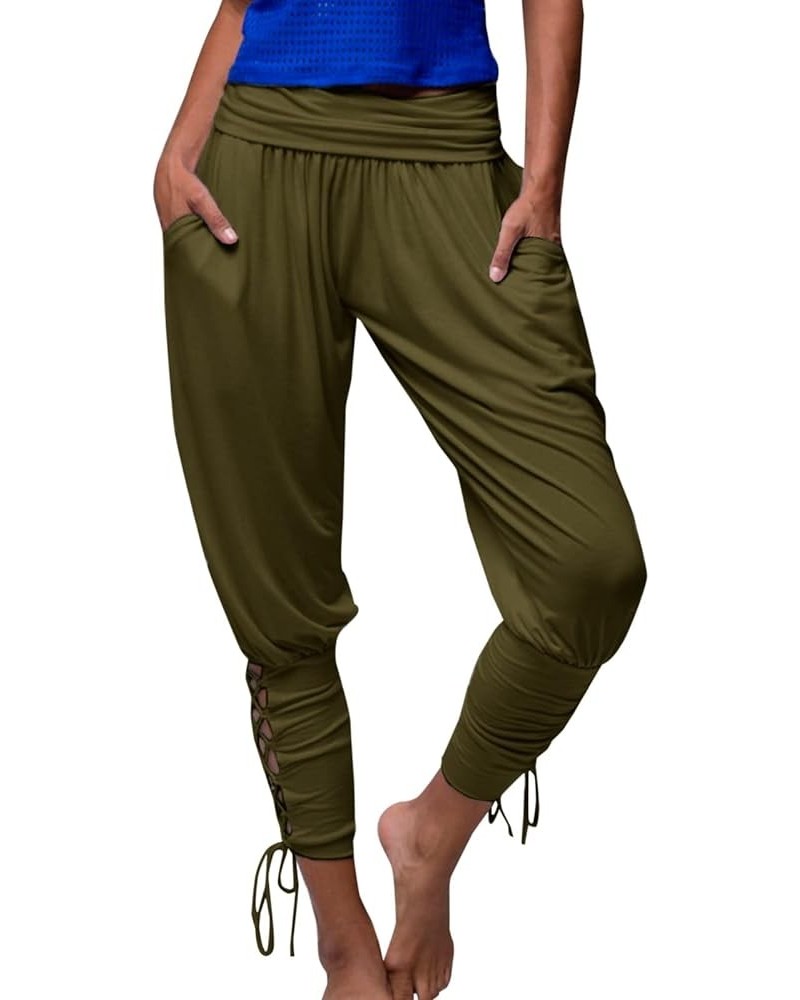 Womens Hippie Ankle Banded Harem Yoga Pants Gypsy Aladdin Pants Medieval Viking Navigator Pirate Renaissance Pants Green $11....