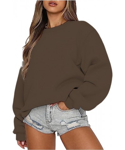 Womens Sweatshirts Fashion Gradient Printed Sweatshirt Round Neck Color Block long-sleeved sweater Casual Tops Coffee $8.39 H...