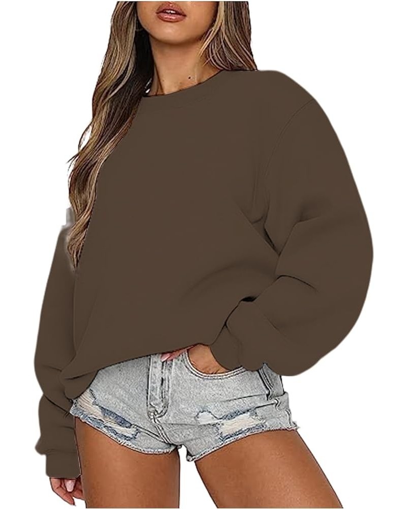 Womens Sweatshirts Fashion Gradient Printed Sweatshirt Round Neck Color Block long-sleeved sweater Casual Tops Coffee $8.39 H...