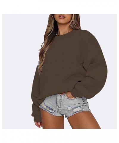 Womens Sweatshirts Fashion Gradient Printed Sweatshirt Round Neck Color Block long-sleeved sweater Casual Tops Coffee $8.39 H...