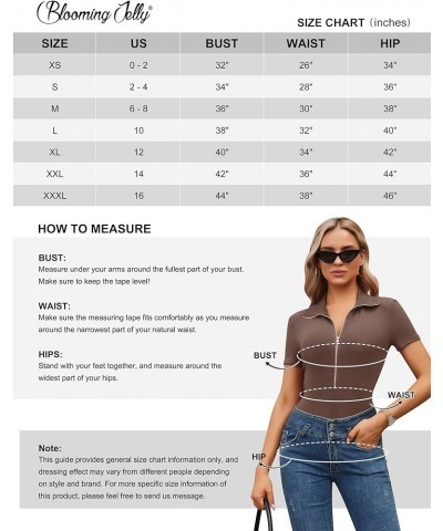 Womens Black Bodysuit Shirts Deep V Neck Zip Up Short Sleeve Summer Jumpsuit Ribbed Tight Tops 2024 Outfits Coffee $10.75 Lin...