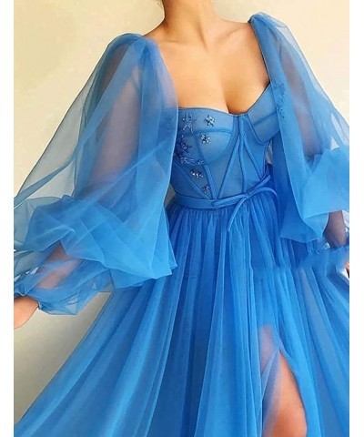 Women's Puffy Sleeve Prom Dress Ball Gown Tulle Sweetheart Wedding Formal Evening Dresses with Split Yellow $38.25 Dresses