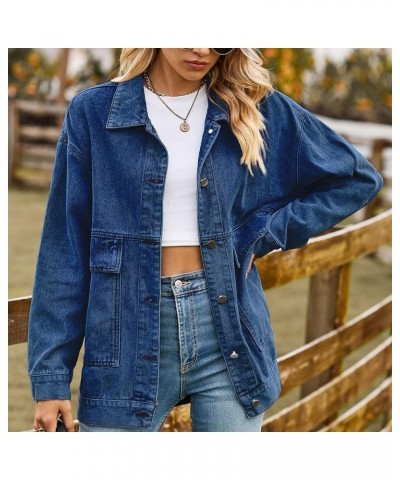 Denim Jean Vest for Women Sleeveless Oversized Button Down Denim Jean Vest Waistcoat Shacket Jacket Z-dark Blue $19.23 Vests