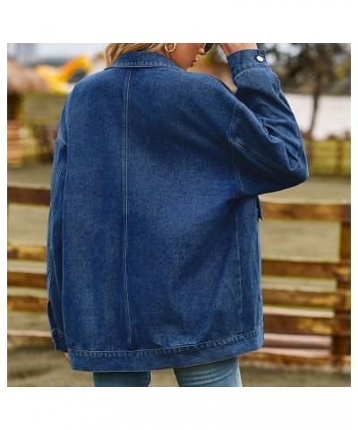 Denim Jean Vest for Women Sleeveless Oversized Button Down Denim Jean Vest Waistcoat Shacket Jacket Z-dark Blue $19.23 Vests