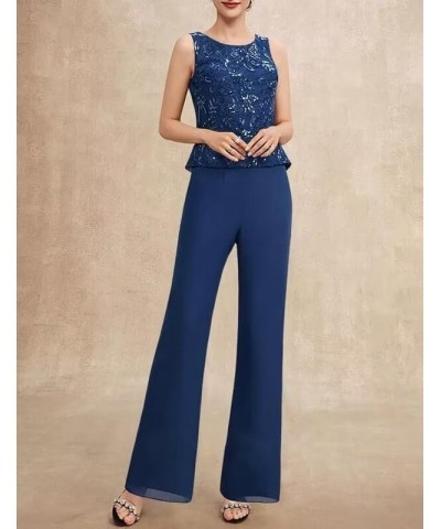 Long Sleeves Mother of The Bride Pant Suits for Wedding with Jacket 3 PCs Chiffon Appliques Formal Pant Suits for Women Light...