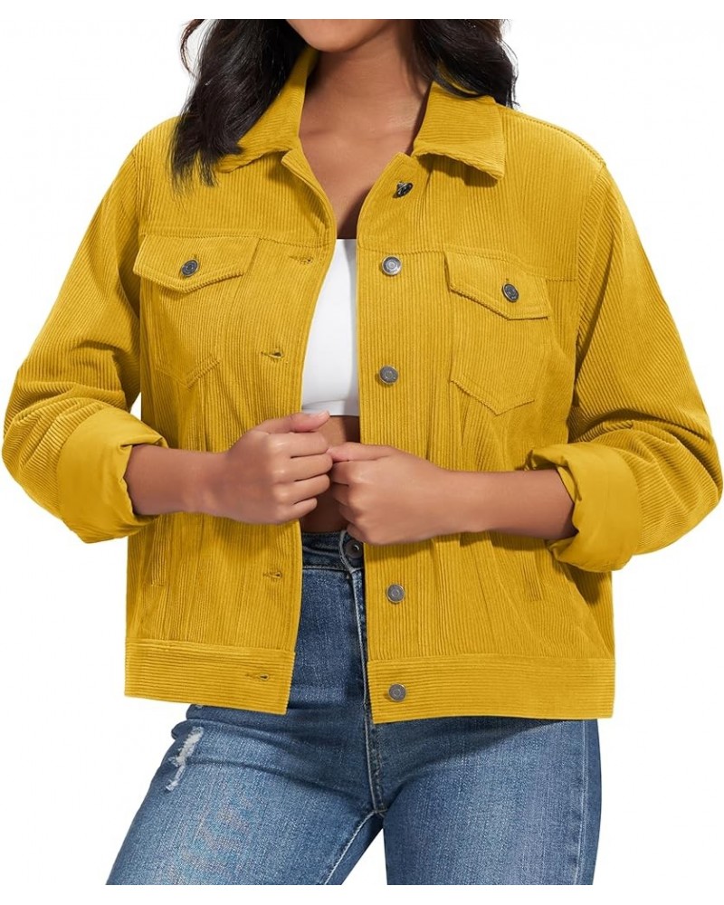 Women's Casual Corduroy Jackets Soft Warm Button Down Shacket Jacket Long Sleeve Fall Outerwear with Pockets Ginger $27.35 Ja...