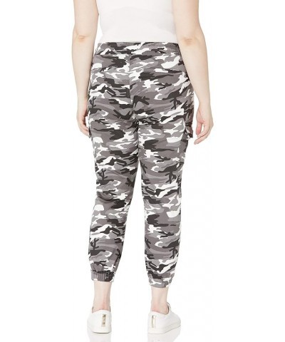 Women's Cargo Pocket Camo Jogger Juniors Plus Size High Waisted Skinny Pants with Drawstring Gray Camo $11.40 Pants