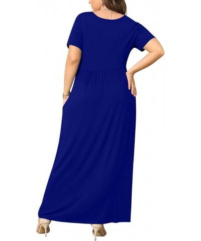 Women Summer XL-6X Plus Size Maxi Dress Long Dresses with Pockets Royal Blue $16.81 Dresses