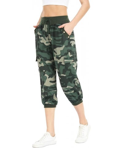 Women's Loose Cropped Capris Cargo Joggers Pants Harem Sweatpants Stylish Soft Casual with Pockets Camo Green $19.20 Pants