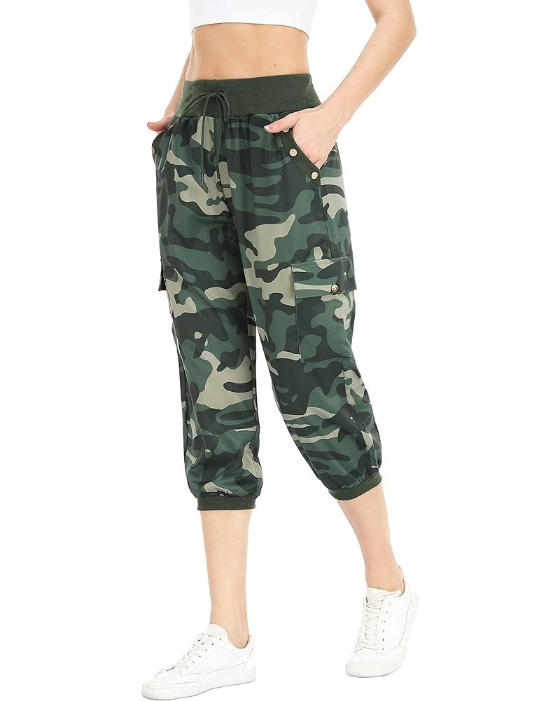 Women's Loose Cropped Capris Cargo Joggers Pants Harem Sweatpants Stylish Soft Casual with Pockets Camo Green $19.20 Pants