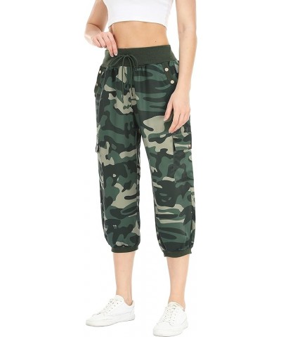 Women's Loose Cropped Capris Cargo Joggers Pants Harem Sweatpants Stylish Soft Casual with Pockets Camo Green $19.20 Pants