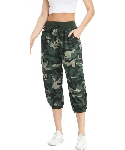 Women's Loose Cropped Capris Cargo Joggers Pants Harem Sweatpants Stylish Soft Casual with Pockets Camo Green $19.20 Pants