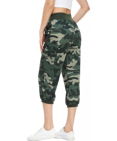 Women's Loose Cropped Capris Cargo Joggers Pants Harem Sweatpants Stylish Soft Casual with Pockets Camo Green $19.20 Pants