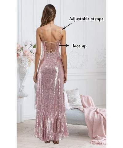 Glitter Sequins Prom Dresses for Women Sparkle Boat Neck Mermaid Formal Evening Gowns with Spaghetti Straps Purple $35.04 Dre...